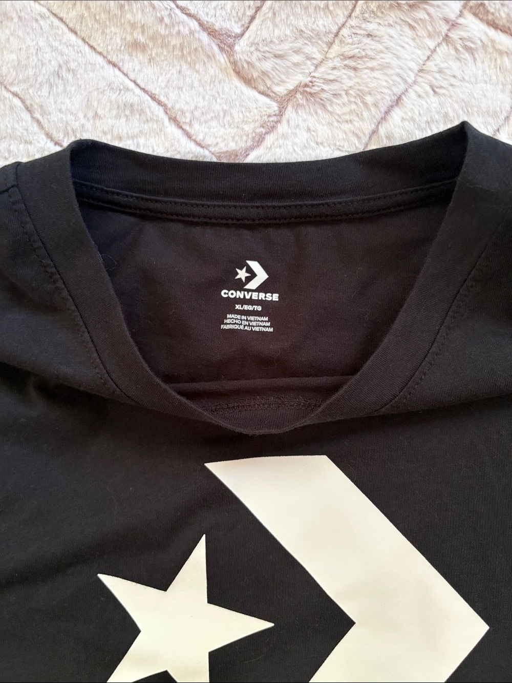 Converse Black Tee with White Star Chevron Logo - Picture 2 of 2